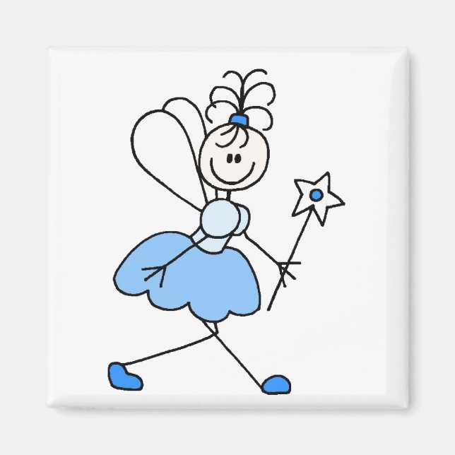 Blue Stick Figure Angel Magnet (Front)