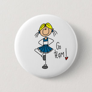 Blue Stick Figure Cheerleader T-shirts and Gifts 6 Cm Round Badge