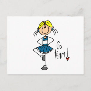 Blue Stick Figure Cheerleader T-shirts and Gifts Postcard