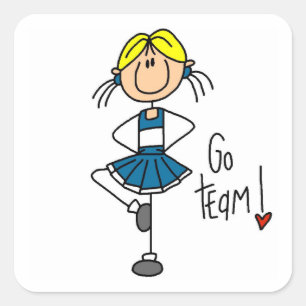 Blue Stick Figure Cheerleader T-shirts and Gifts Square Sticker
