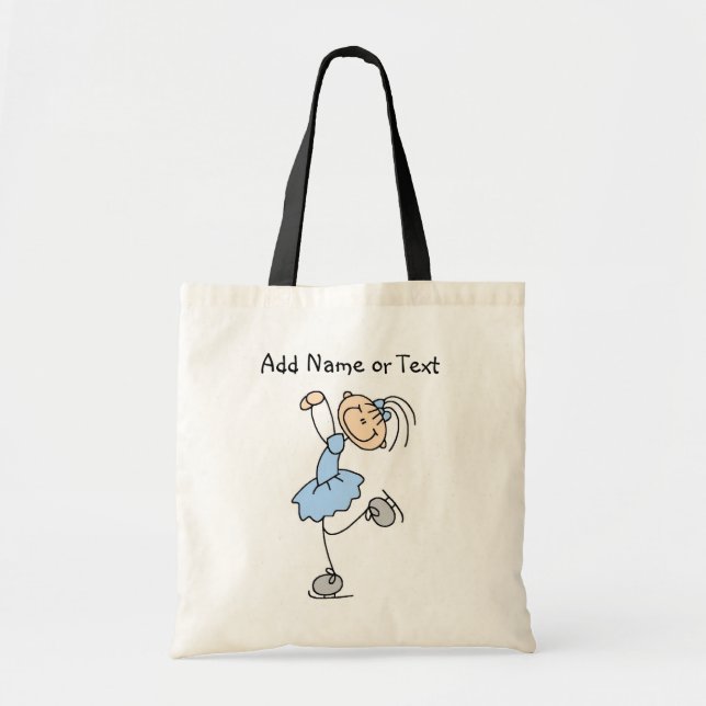 Blue Stick Figure Girl Ice Skater Customised Bag (Front)