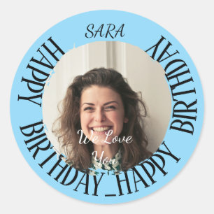 blue Sticker for birthday fully customizable