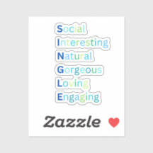 Blue sticker single acronym