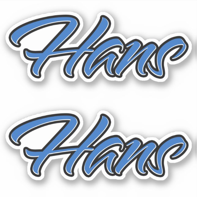 Blue stickers with Hans' name sticker set (Front)
