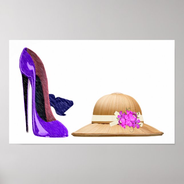 Blue Stiletto Shoes and Hat Art Poster (Front)
