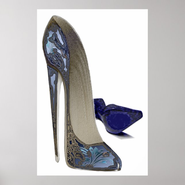 Blue Stiletto Shoes Art Poster (Front)