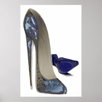 Blue Stiletto Shoes Art Poster