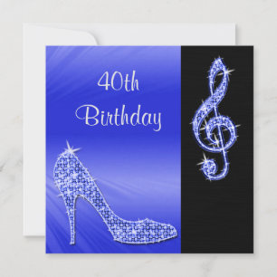 Blue Stiletto & Treble Cleft 40th Birthday Invitation