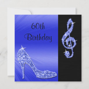 Blue Stiletto & Treble Cleft 60th Birthday Invitation
