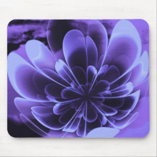 Blue Stilized Corolla Bent Up Petals Mouse Mat