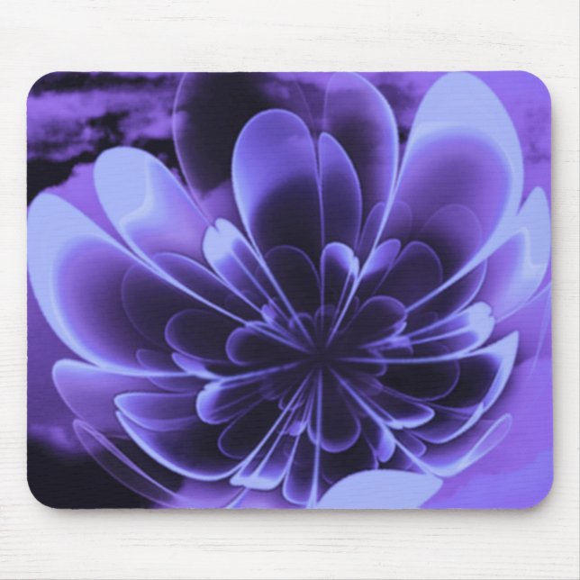 Blue Stilized Corolla Bent Up Petals Mouse Mat (Front)