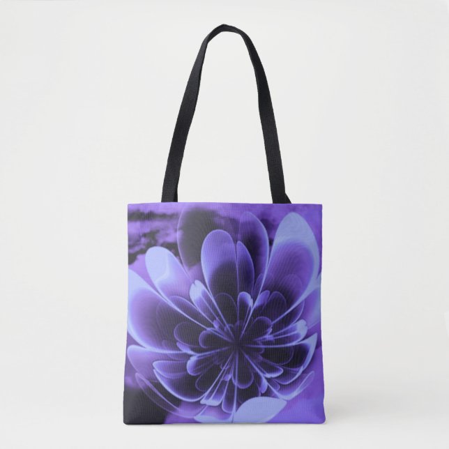 Blue Stilized Corolla Bent Up Petals Tote Bag (Front)