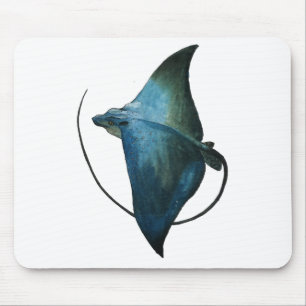 Blue Stingray Illustration Mouse Mat