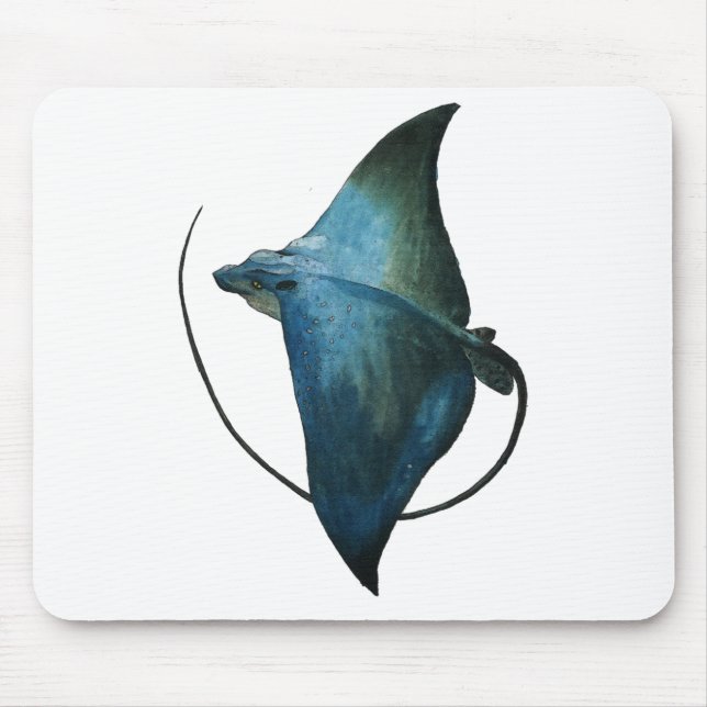 Blue Stingray Illustration Mouse Mat (Front)