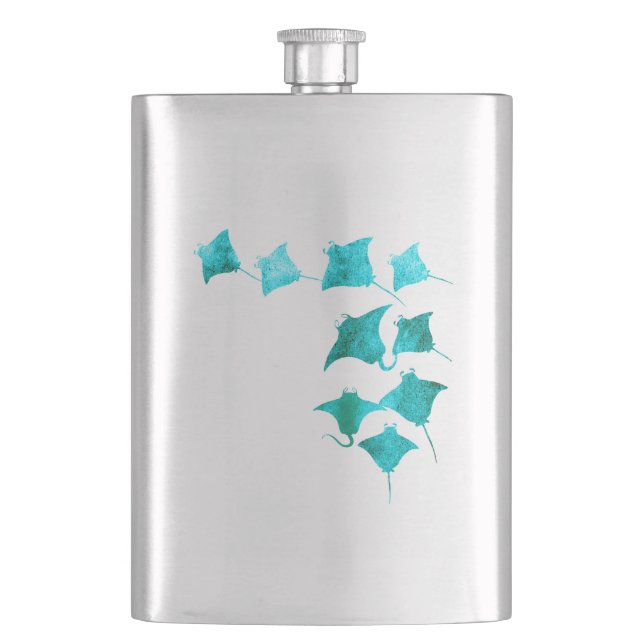 Blue Stingrays Hip Flask (Front)