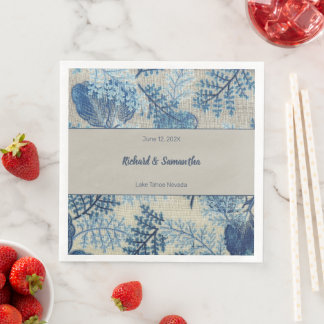 Blue Stitched Flora Napkin