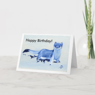 Blue Stoat Birthday Card