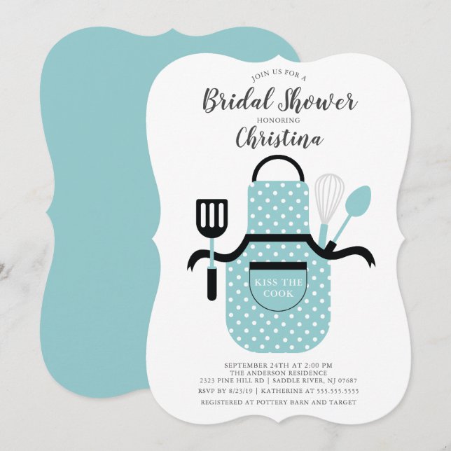 Blue Stock the Kitchen Bridal Shower Invitation (Front/Back)