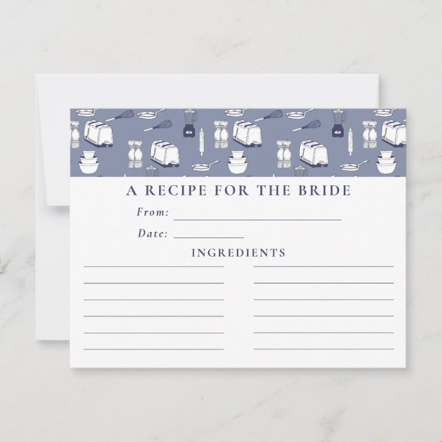 Blue Stock The Kitchen Bridal Shower Recipe Card (Front)