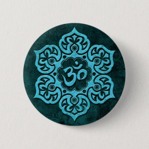 Blue Stone Floral Om 6 Cm Round Badge