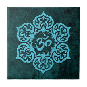 Blue Stone Floral Om Tile