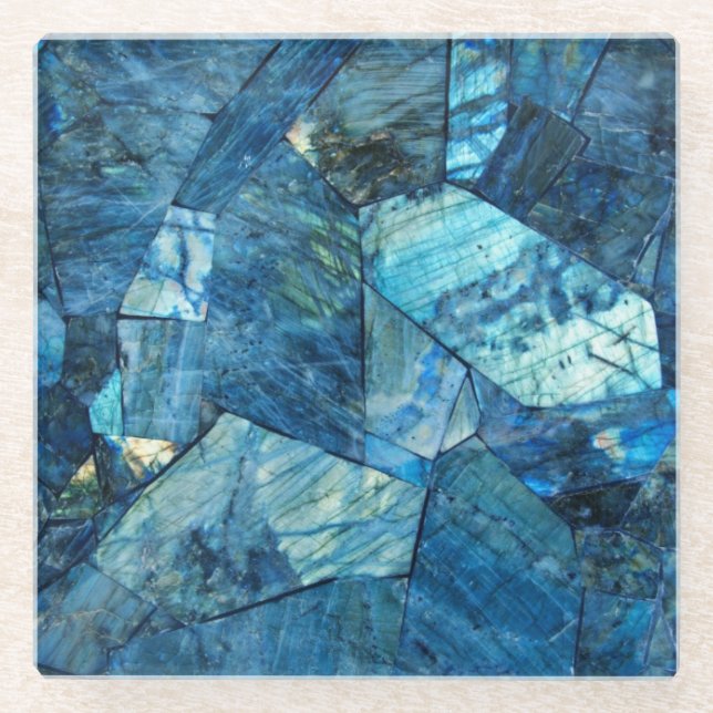 Blue Stone Fracture Glass Coaster (Front)