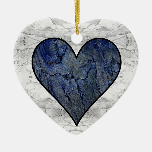 Blue Stone Marble Pattern Ceramic Tree Decoration (Front)