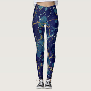 Blue Stone Marbled Leggings