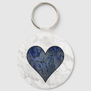 Blue Stone Marbled Pattern Key Ring