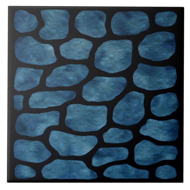 Blue Stone Stained Glass Pattern Ceramic Tile (Front)