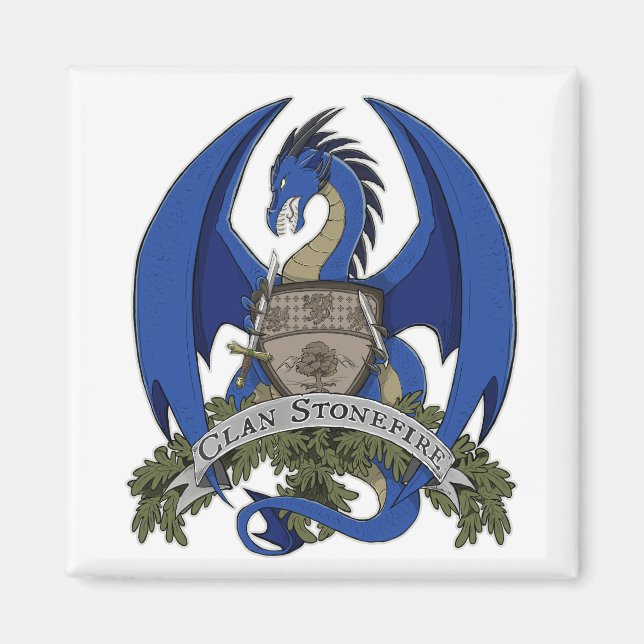 Blue Stonefire Dragon Crest Magnet (Front)