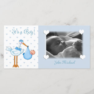 Blue Stork Baby Boy Announcement