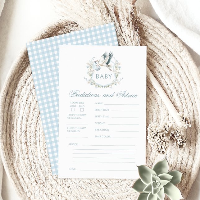 Blue Stork Baby Boy Shower Predictions Advice Game (Creator Uploaded)