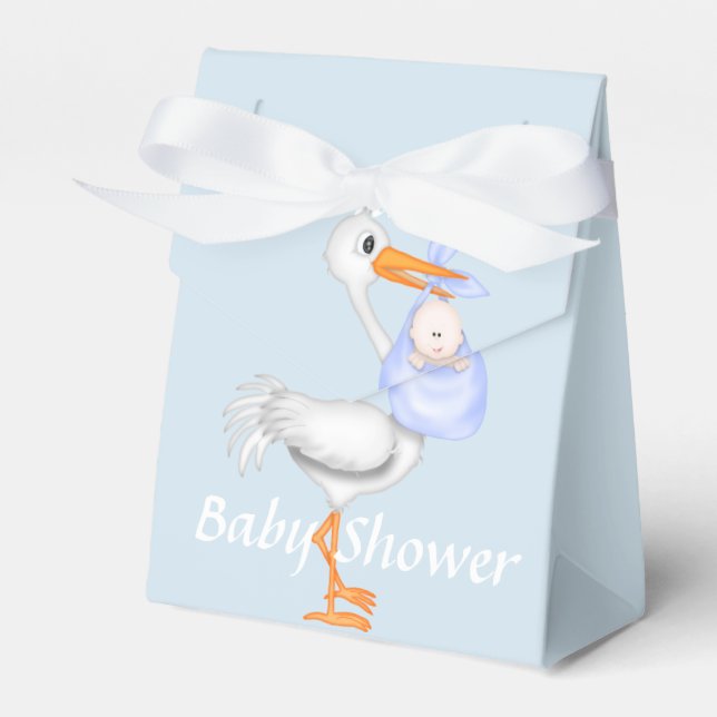 Blue Stork Baby Shower Favour Box (Front Side)