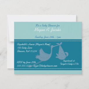 Blue Stork Baby Shower Invitation Cards