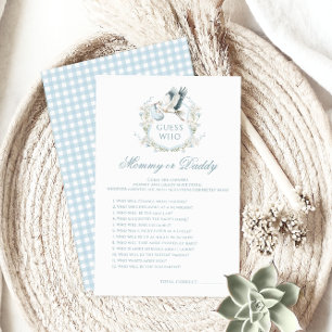 Blue Stork  Baby Shower Mommy or Daddy Game