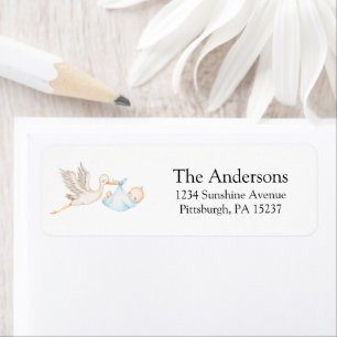 Blue Stork Baby Shower Return Address