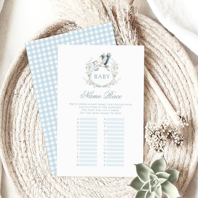 Blue Stork Delivery Baby Boy Shower Name Race Game (Creator Uploaded)