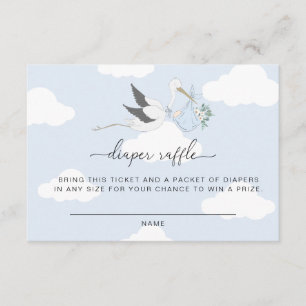 Blue Stork Diaper Raffle Ticket Insert Card