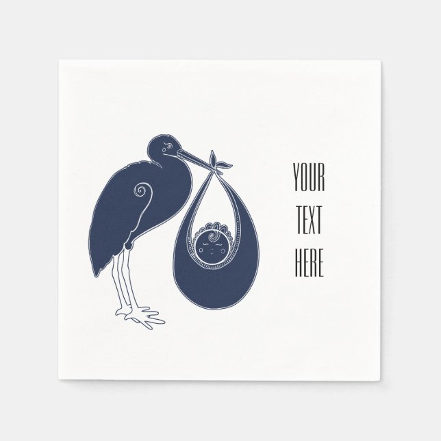 Blue Stork Napkin (Front)