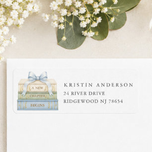 Blue Storybook Baby Shower Address Label