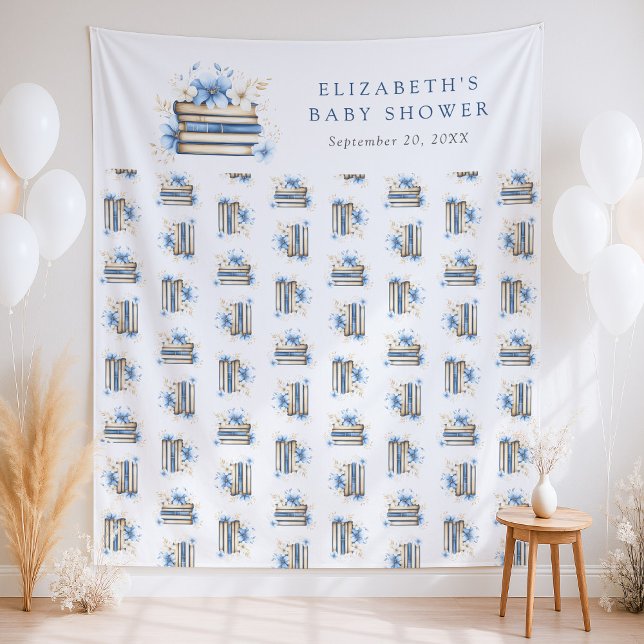 Blue Storybook Baby Shower Backdrop Tapestry (Creator Uploaded)
