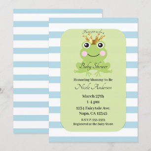 Blue Storybook Fairy Tale Frog Prince Baby Shower Invitation