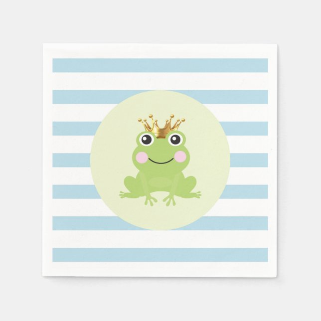Blue Storybook Fairy Tale Frog Prince Baby Shower Napkin (Front)