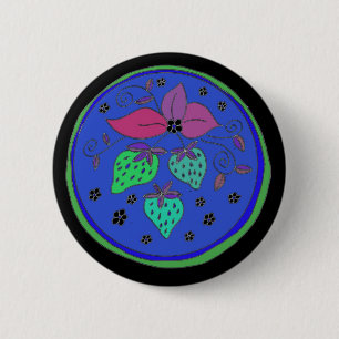 Blue Strawberries 6 Cm Round Badge