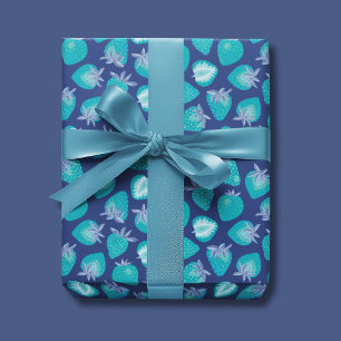 Blue Strawberry pattern Wrapping Paper Sheet