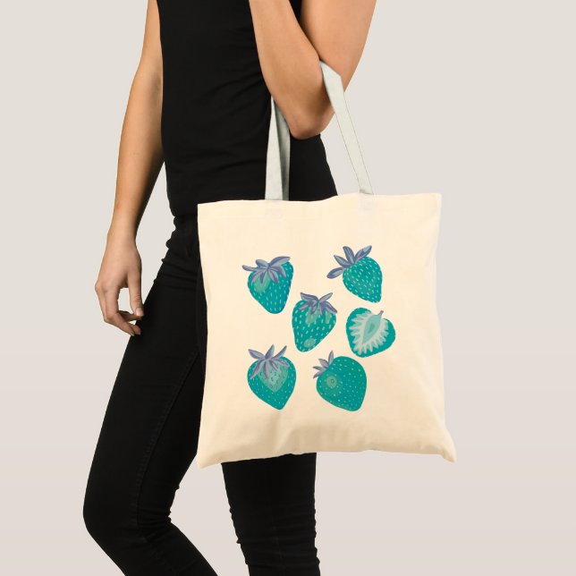 Blue Strawberry Tote Bag (Front (Product))