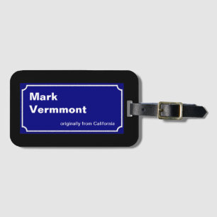 blue street sign personalised luggage tag