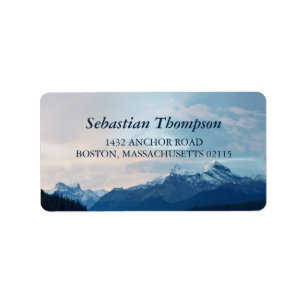 Blue Striking Snowy Mountains Label