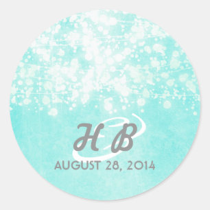 blue string lights rustic wedding classic round sticker